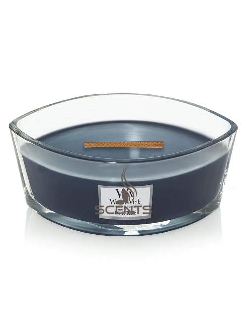 Woodwick Ellipse ароматична свічка Indigo suede Замша кольору індиго